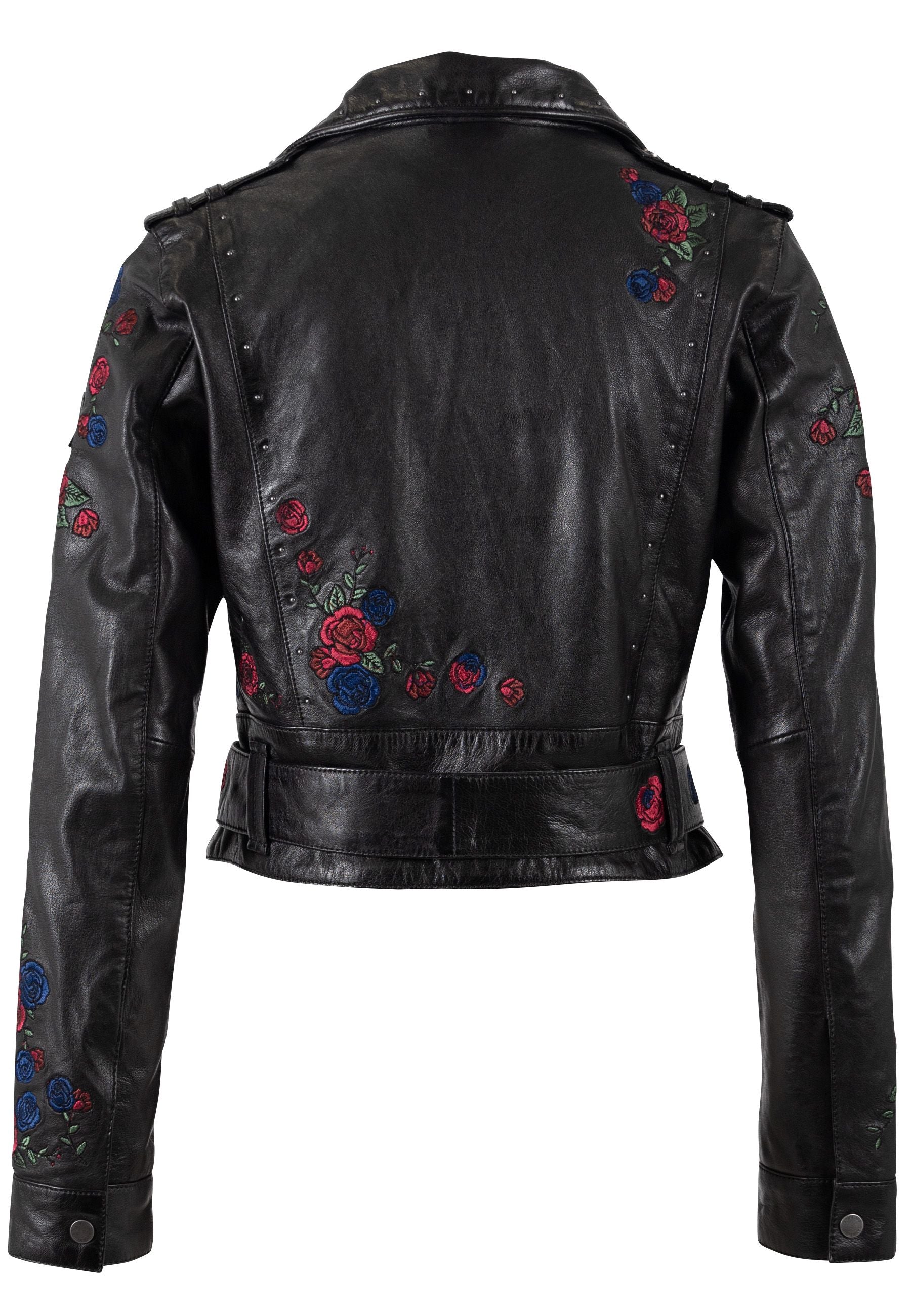 Isabella Floral Embroidered Leather Jacket