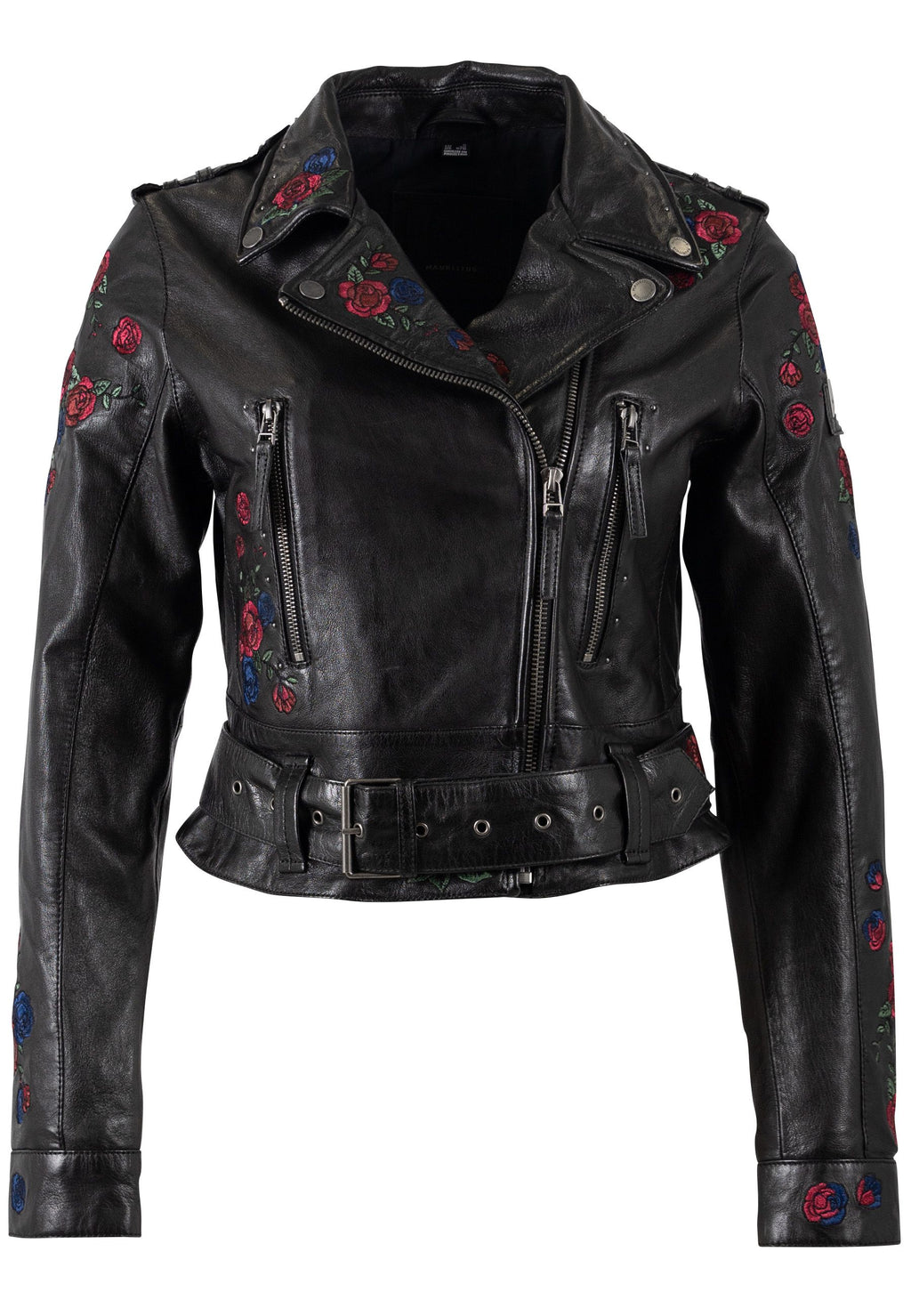 Isabella Floral Embroidered Leather Jacket
