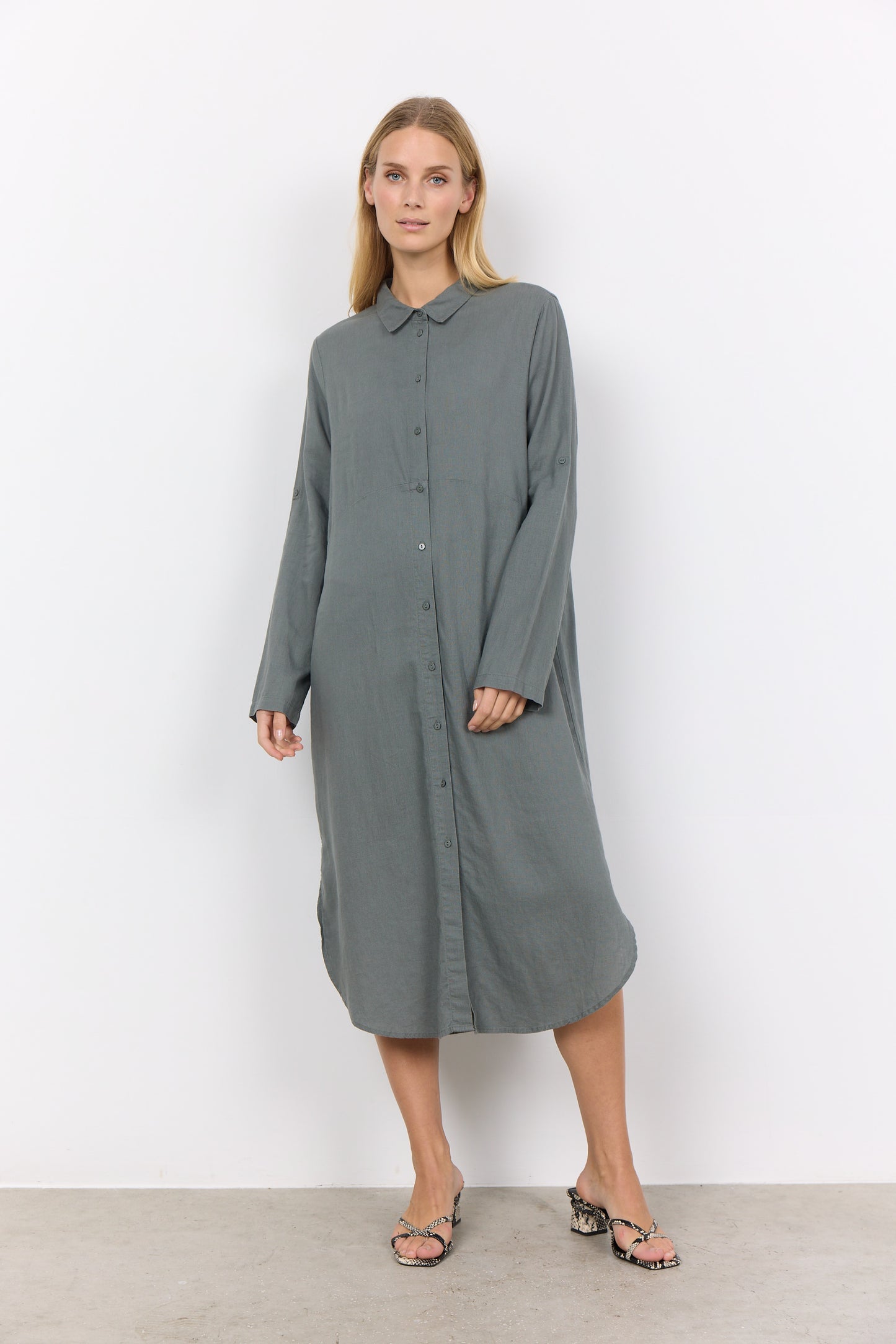 Ina Linen Blend Midi Shirt Dress