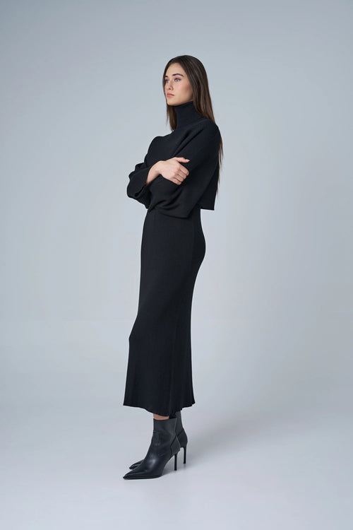 Two-in-One Poncho Sweater Midi Dress