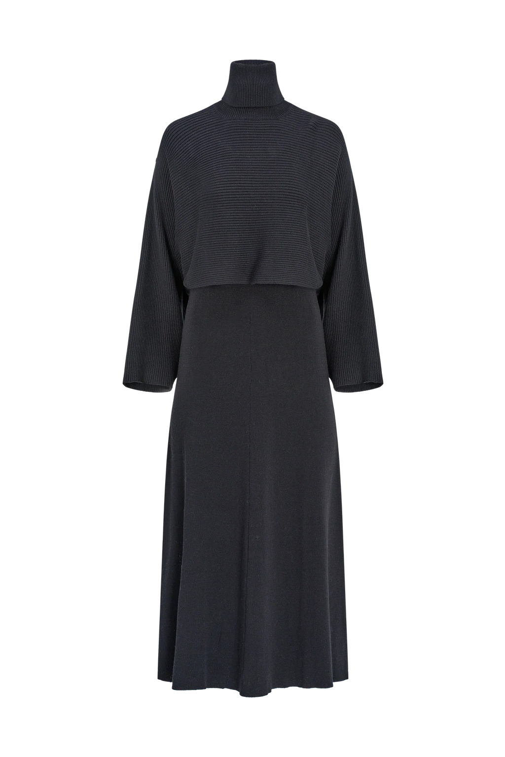 Two-in-One Poncho Sweater Midi Dress