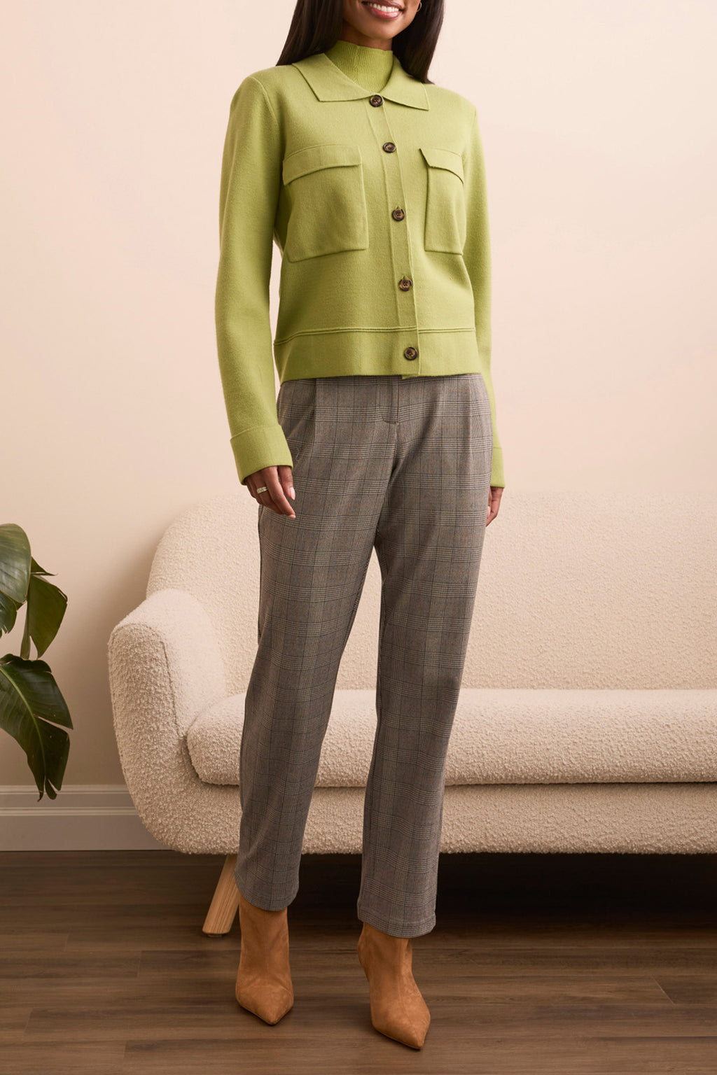 Double Knit Collared Sweater Cardigan