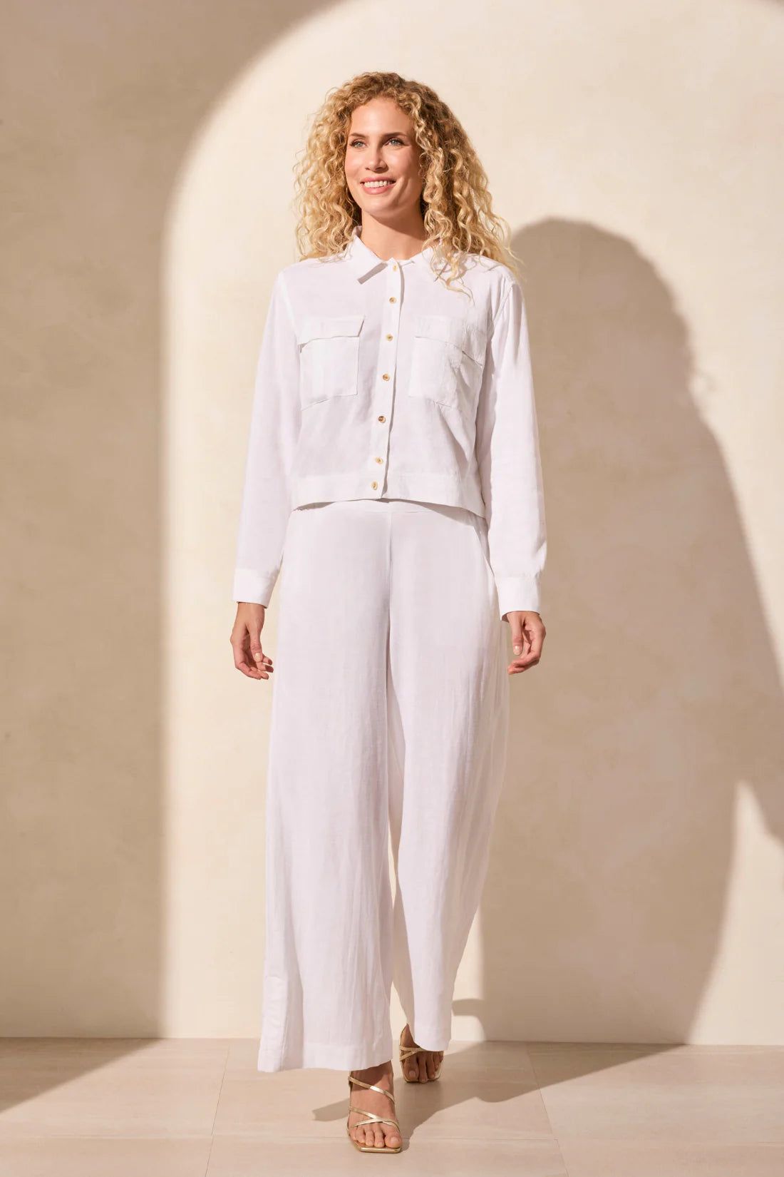 Linen Blend Button-Front Jacket