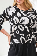 Soft Yarn Three-Quarter Sleeve Crewneck Sweater