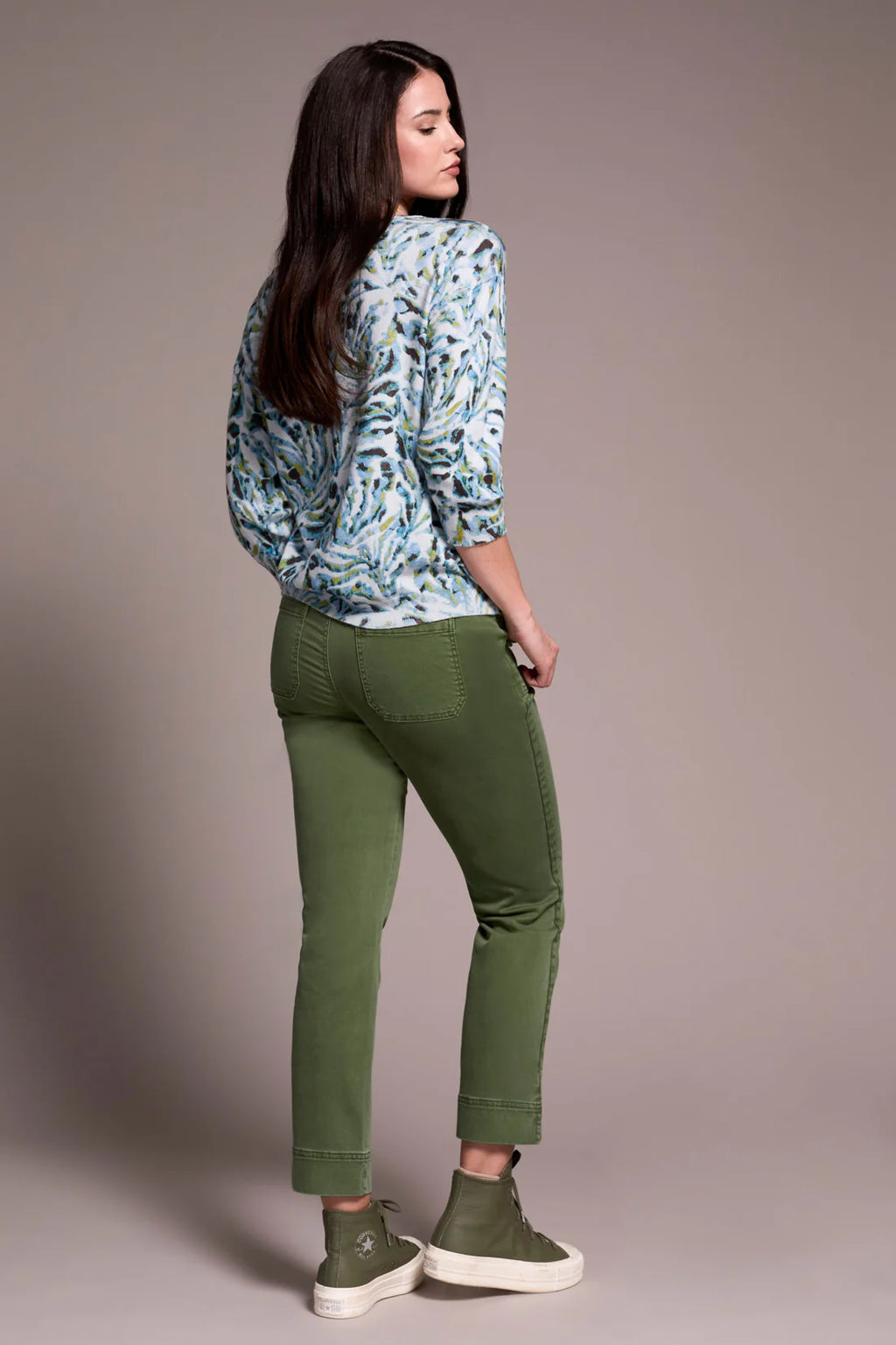 Soft Yarn 3/4 Sleeve Crewneck Sweater