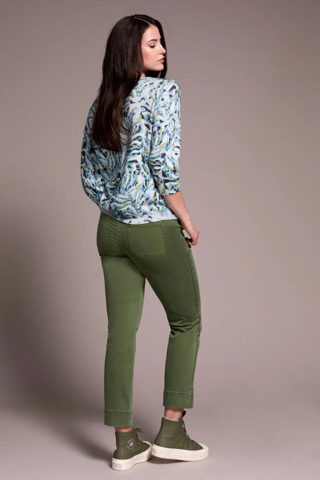 Soft Yarn 3/4 Sleeve Crewneck Sweater