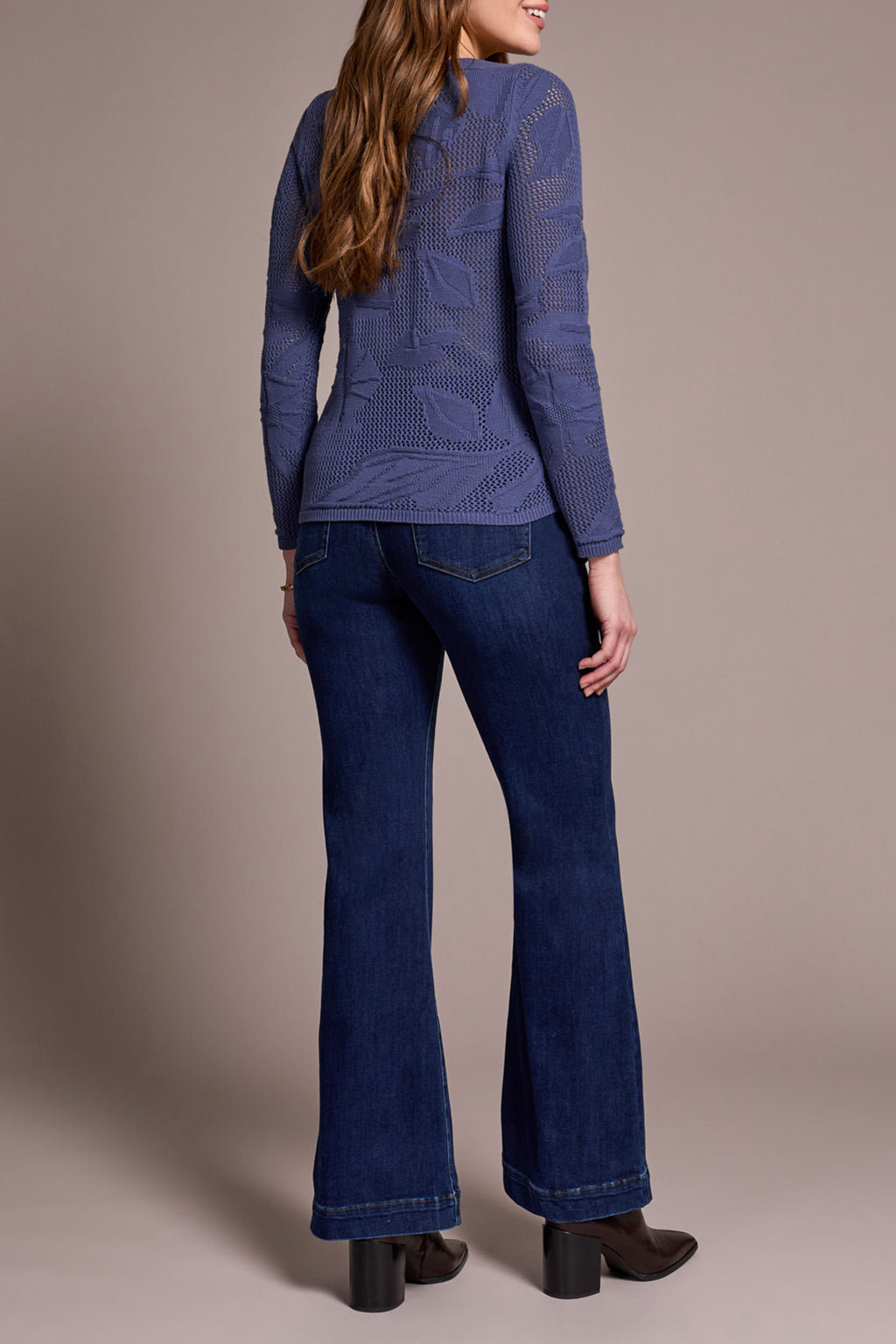 Combed Cotton Mesh Jacquard Boat Neck Sweater