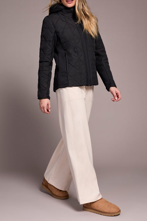 Long Sleeve Zip Front Puffer Jacket with Removable Hood