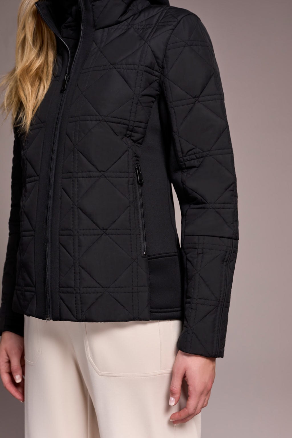 Long Sleeve Zip Front Puffer Jacket with Removable Hood
