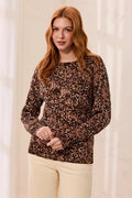Printed Cable Cotton Crew Neck Sweater