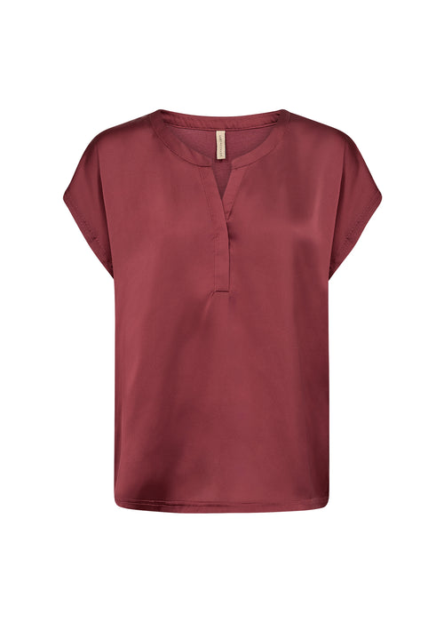 Thilde Silky V-Neck Placket Detail Loose Blouse