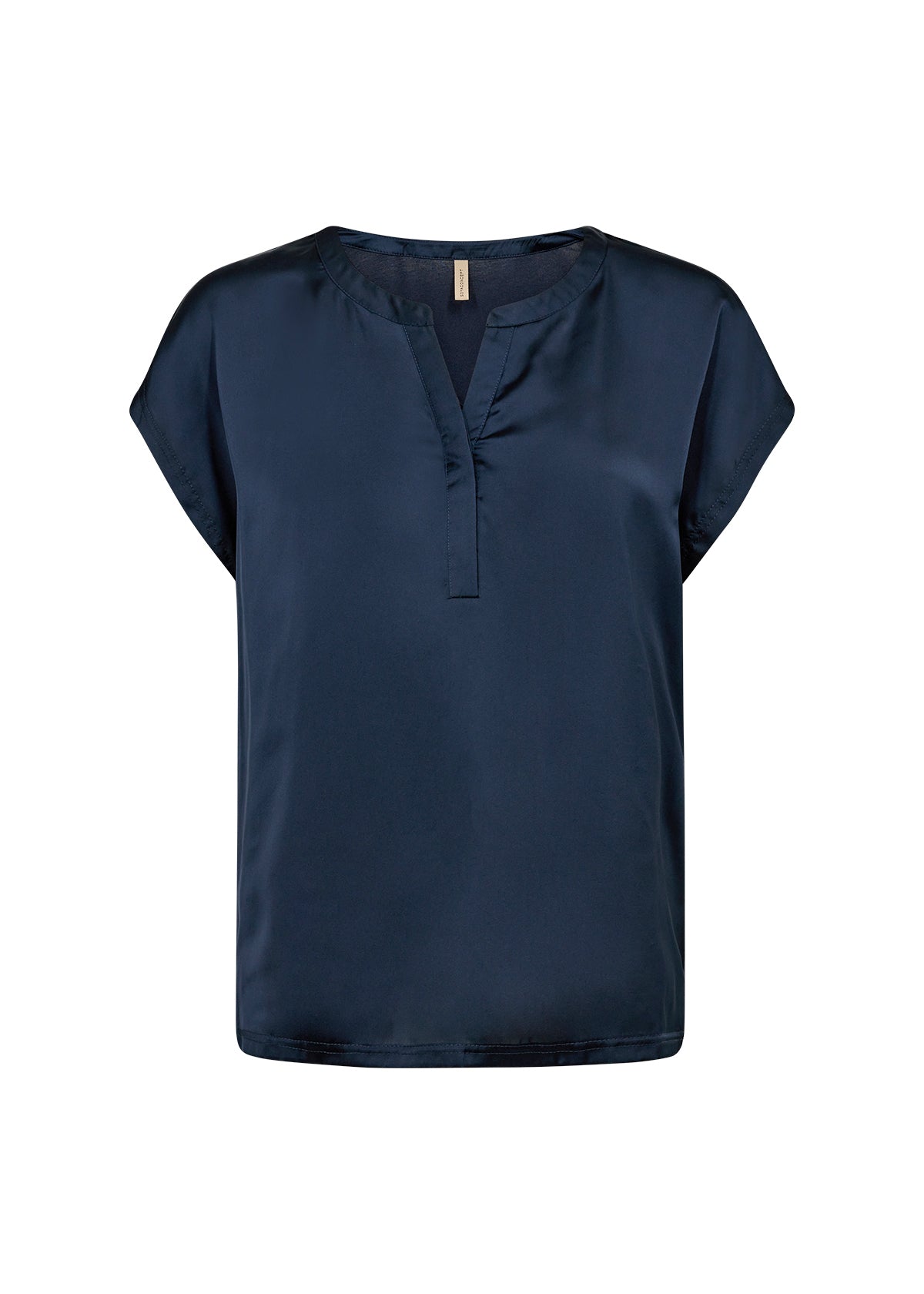 Thilde Silky V-Neck Placket Detail Loose Blouse