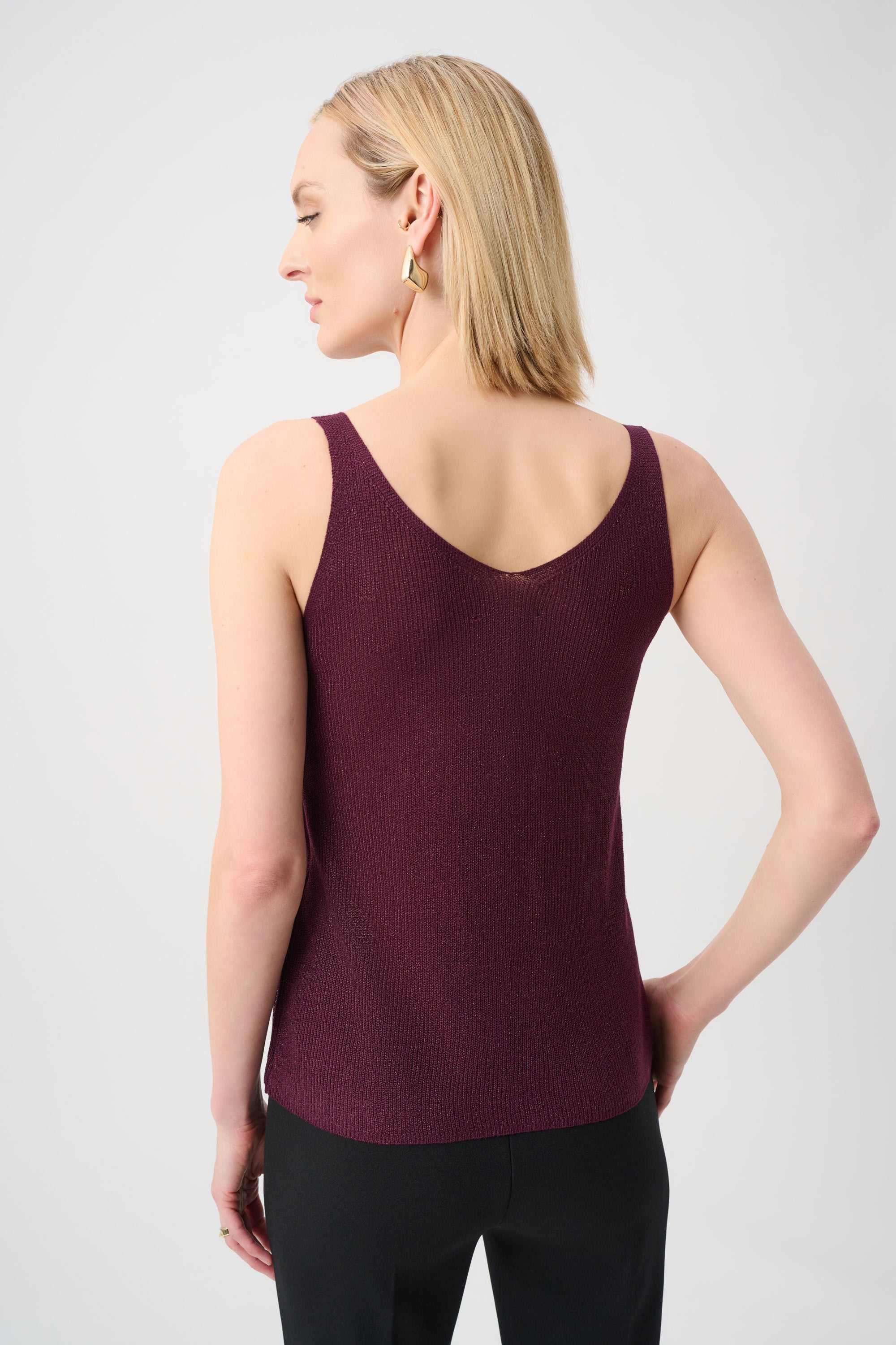 Metallic Knitted Camisole with Rhinestones