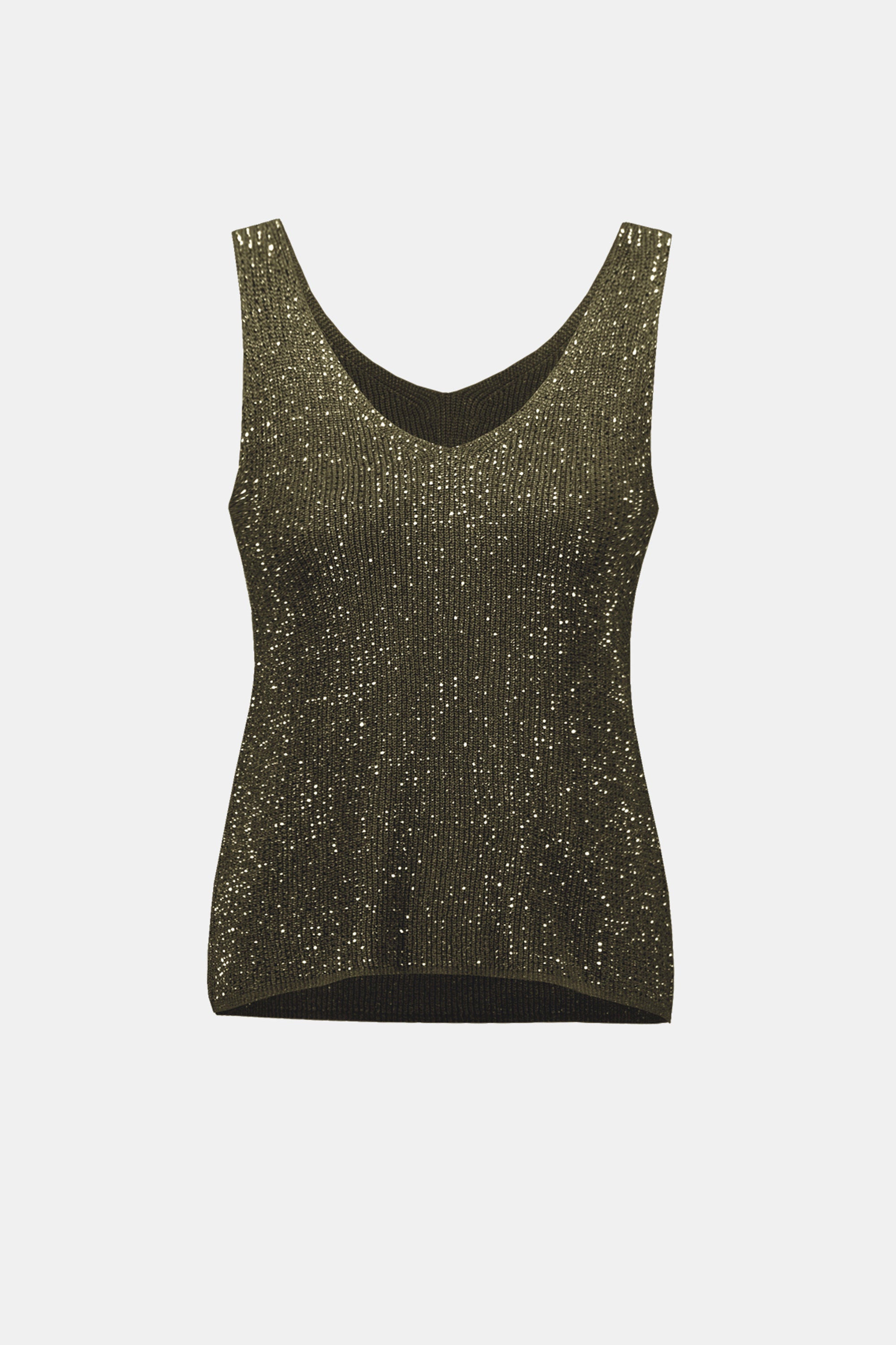 Metallic Knitted Camisole with Rhinestones