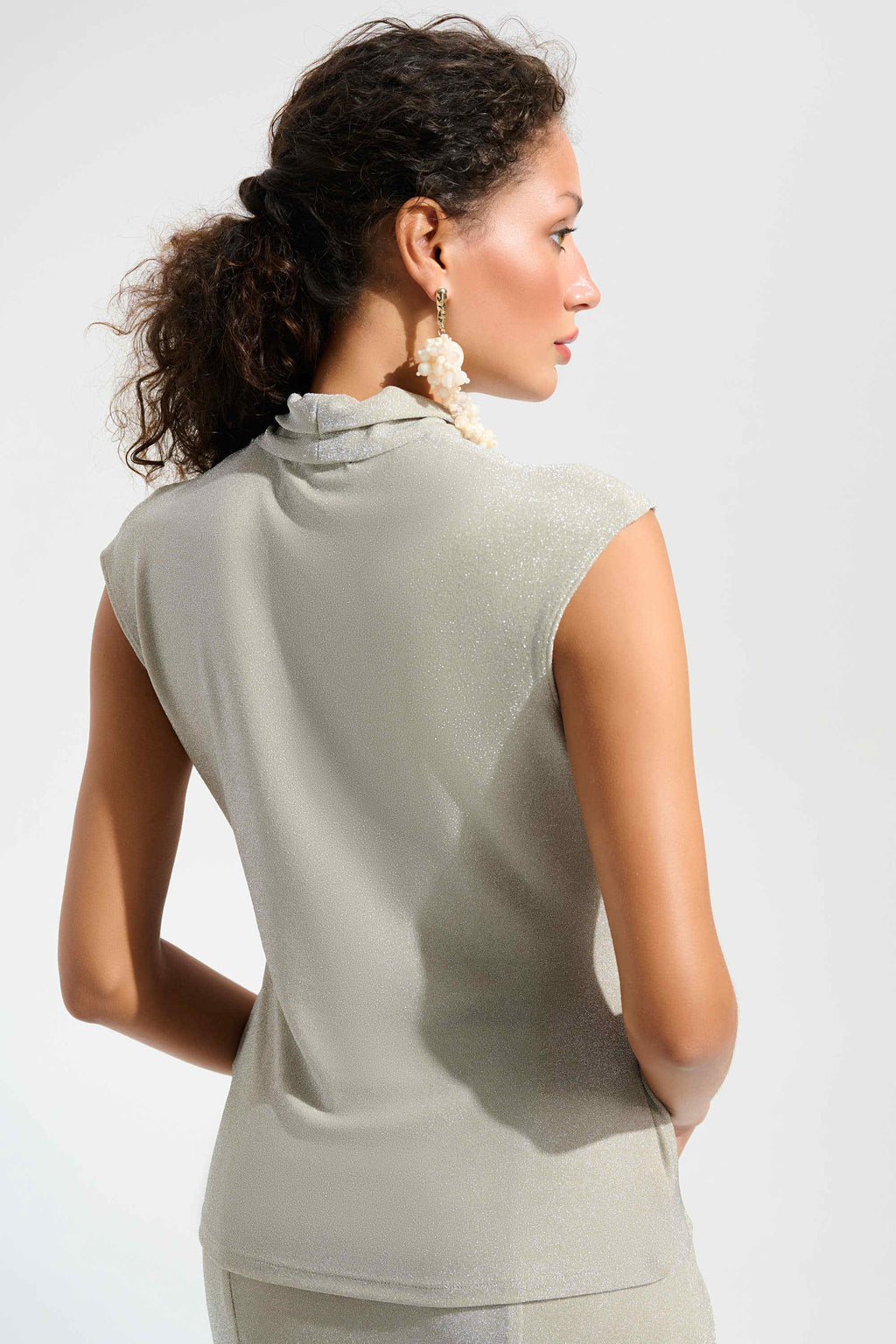 Sparkle Knit Wrap Top With Rhinestones Ornament