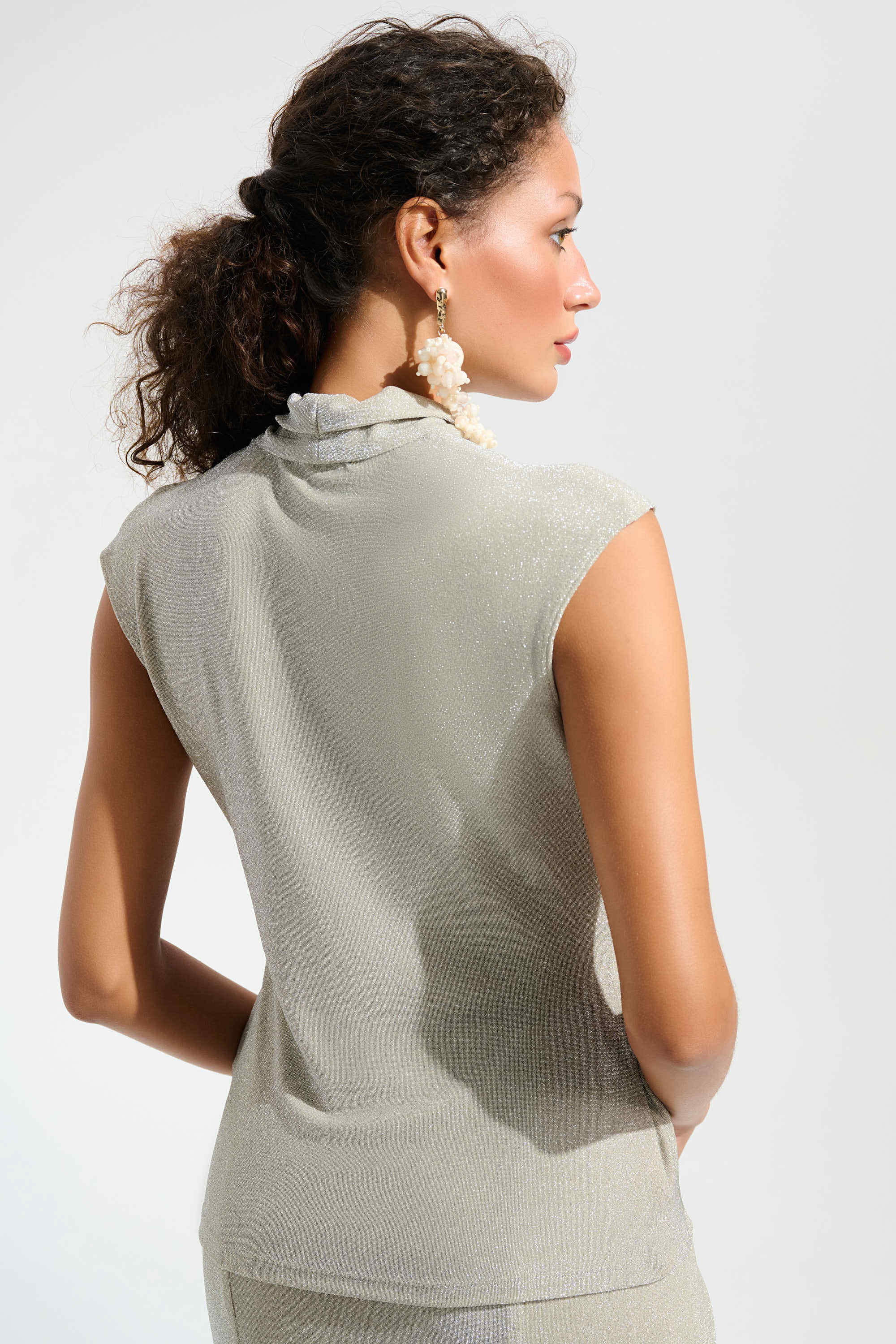 Sparkle Knit Wrap Top With Rhinestones Ornament