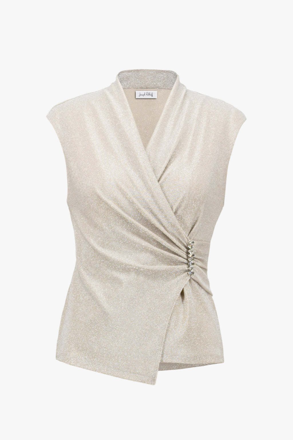 Sparkle Knit Wrap Top With Rhinestones Ornament