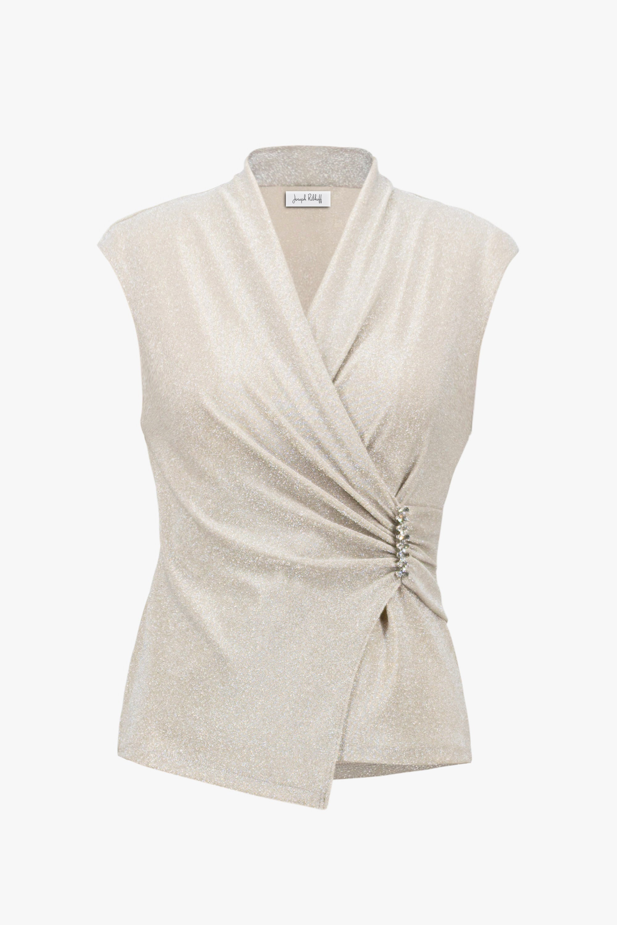 Sparkle Knit Wrap Top With Rhinestones Ornament