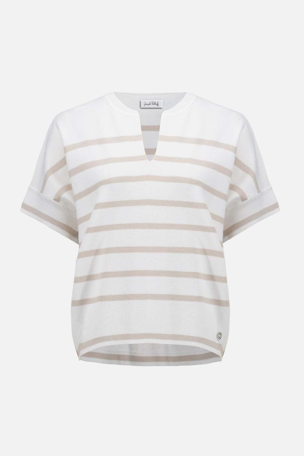 Viscose Blend Stripe Print Short Sleeve Sweater