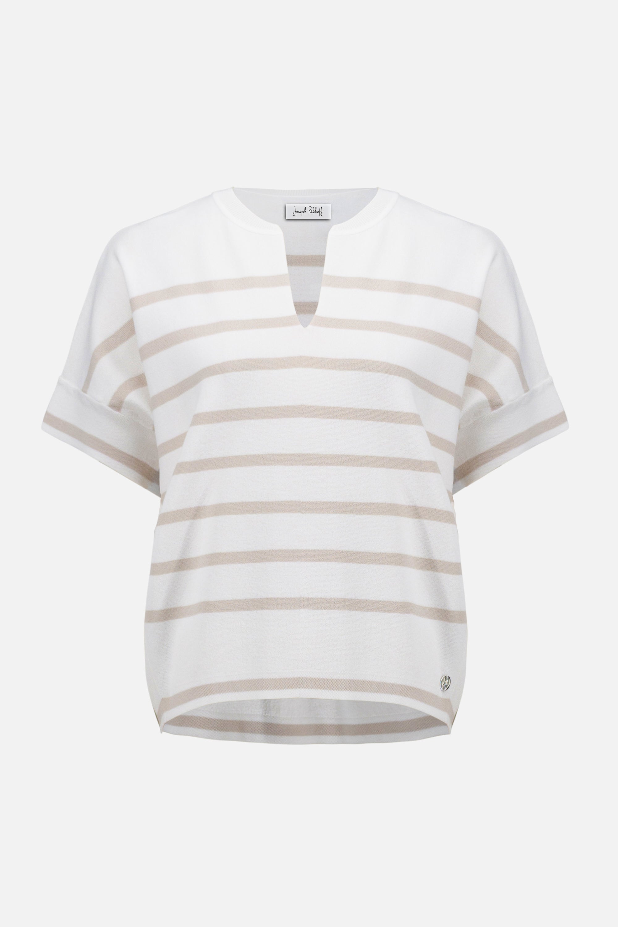 Viscose Blend Stripe Print Short Sleeve Sweater