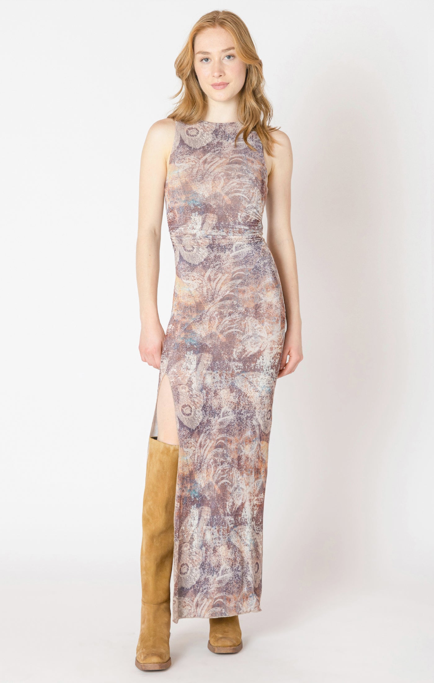 Shirred Mesh Dress