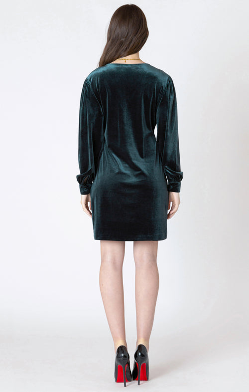 Deep V-Neck Velvet Mini Dress