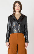 Faux Leather Cropped Jacket