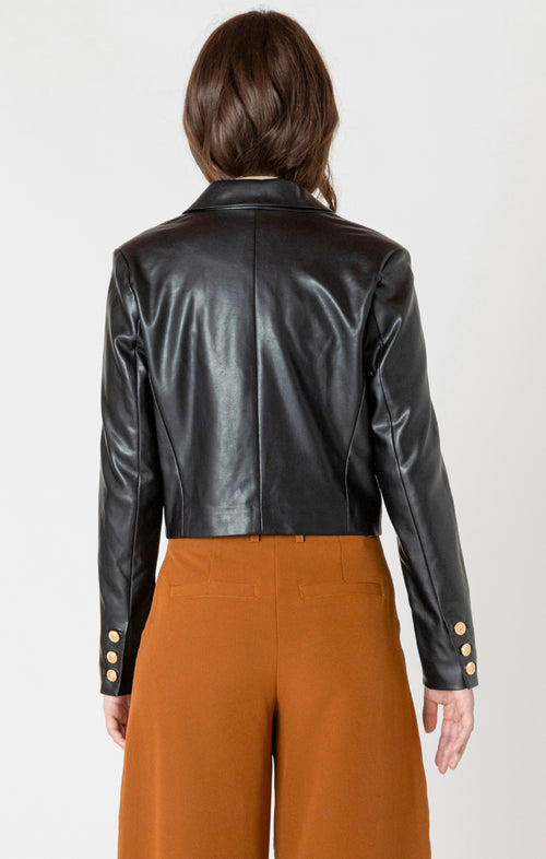 Faux Leather Cropped Jacket