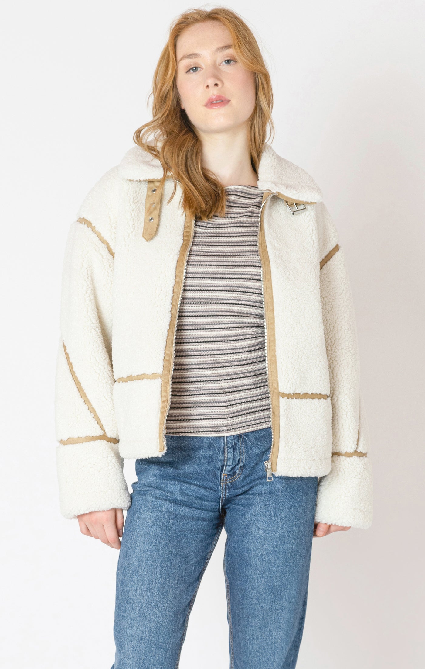 Contrast Detail Fleece Jacket