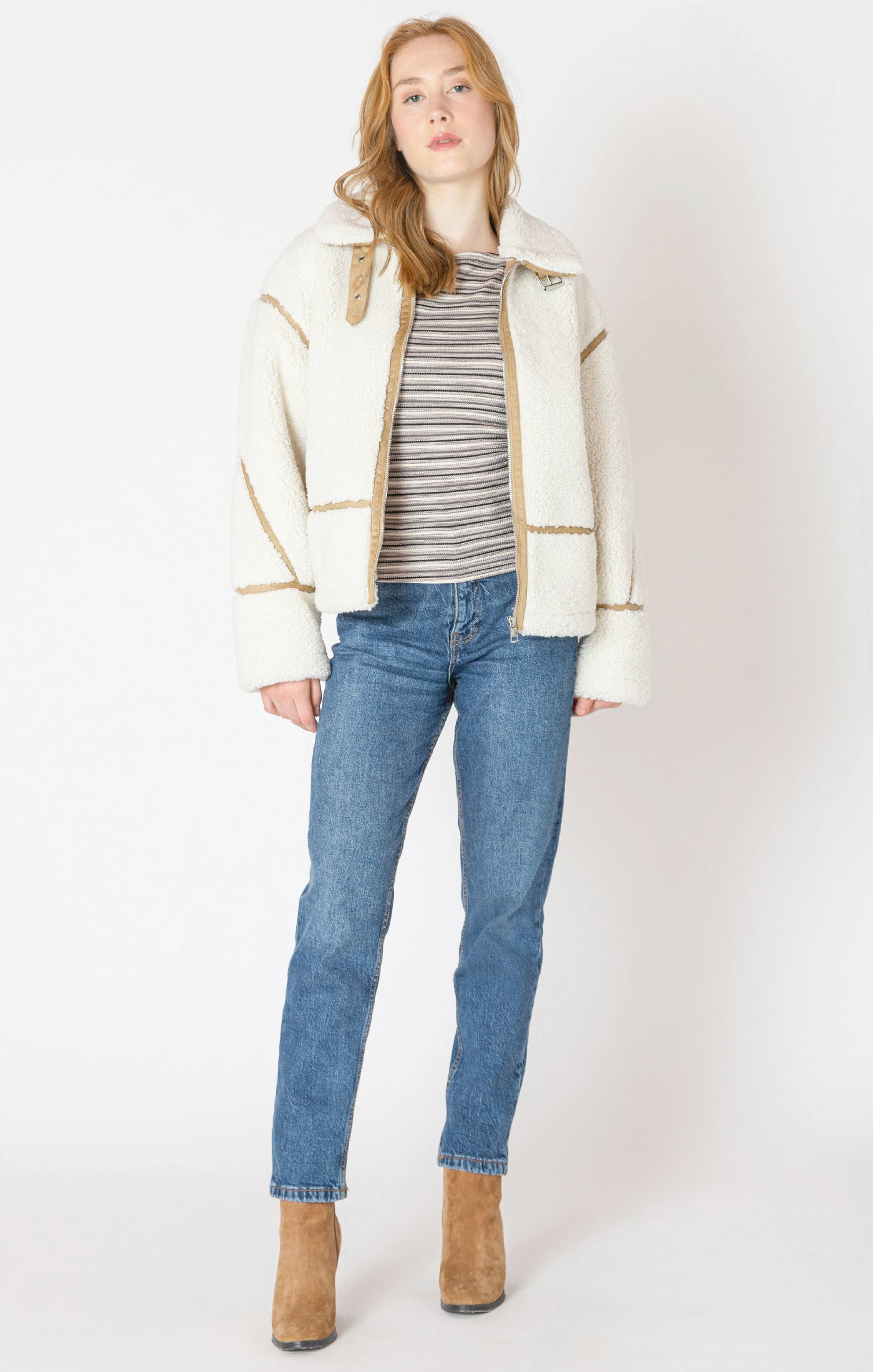 Contrast Detail Fleece Jacket