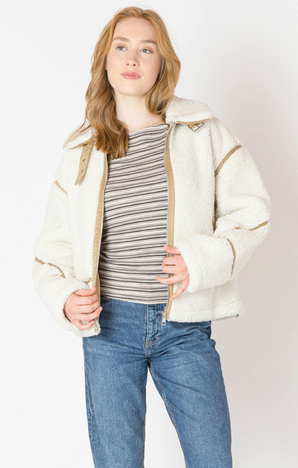 Contrast Detail Fleece Jacket