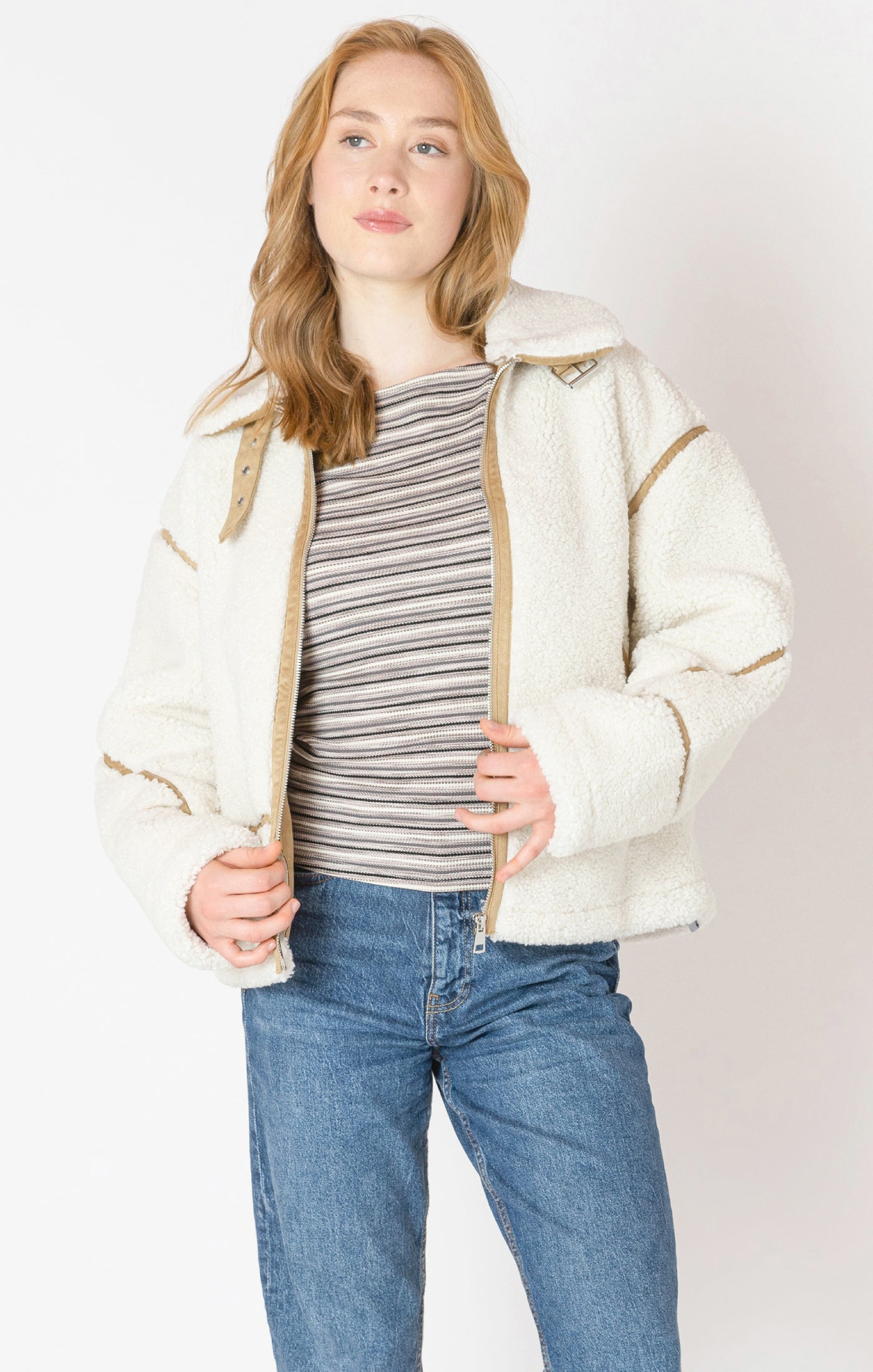 Contrast Detail Fleece Jacket