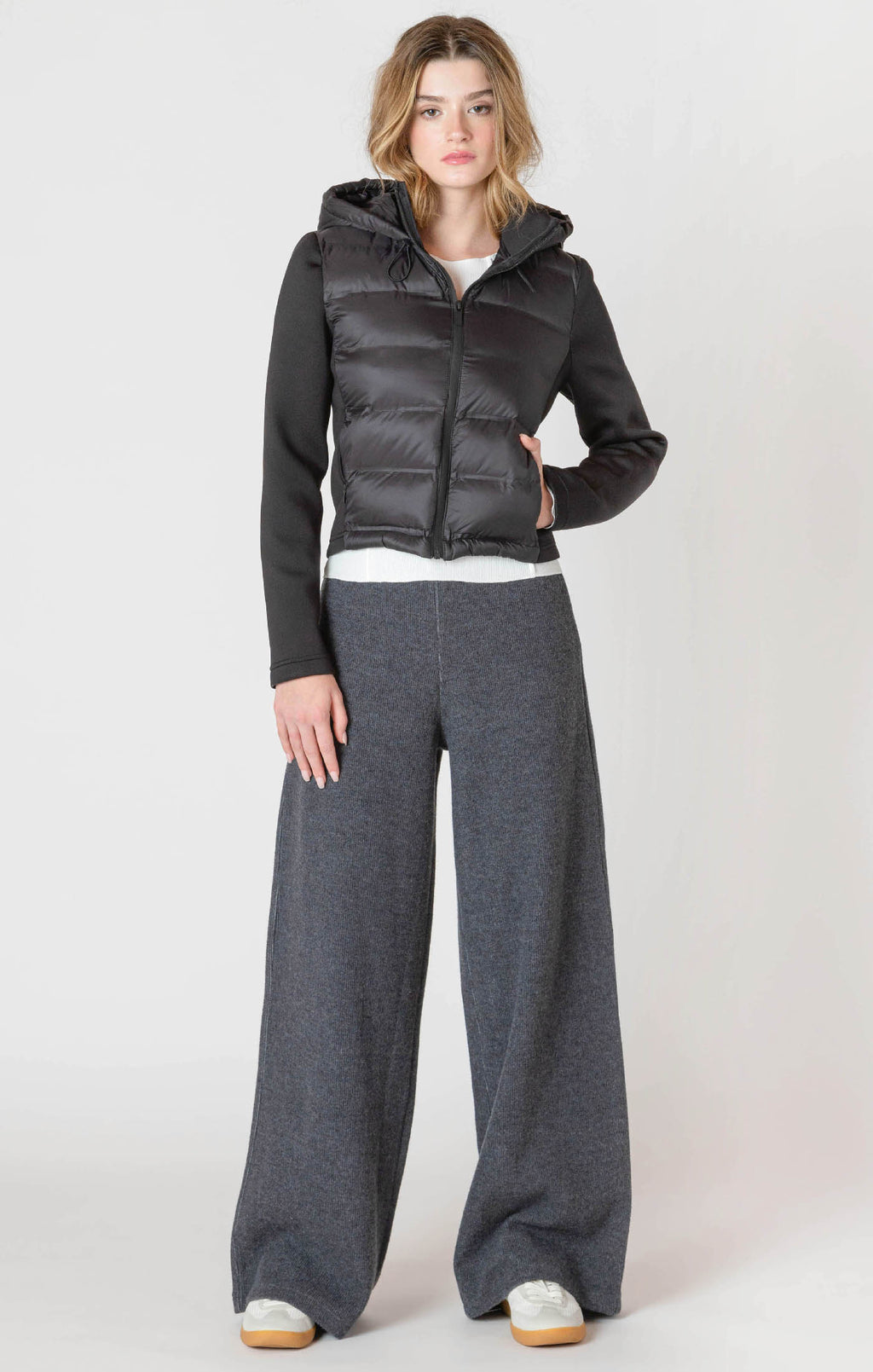 Mixed Fabric Puffer Jacket