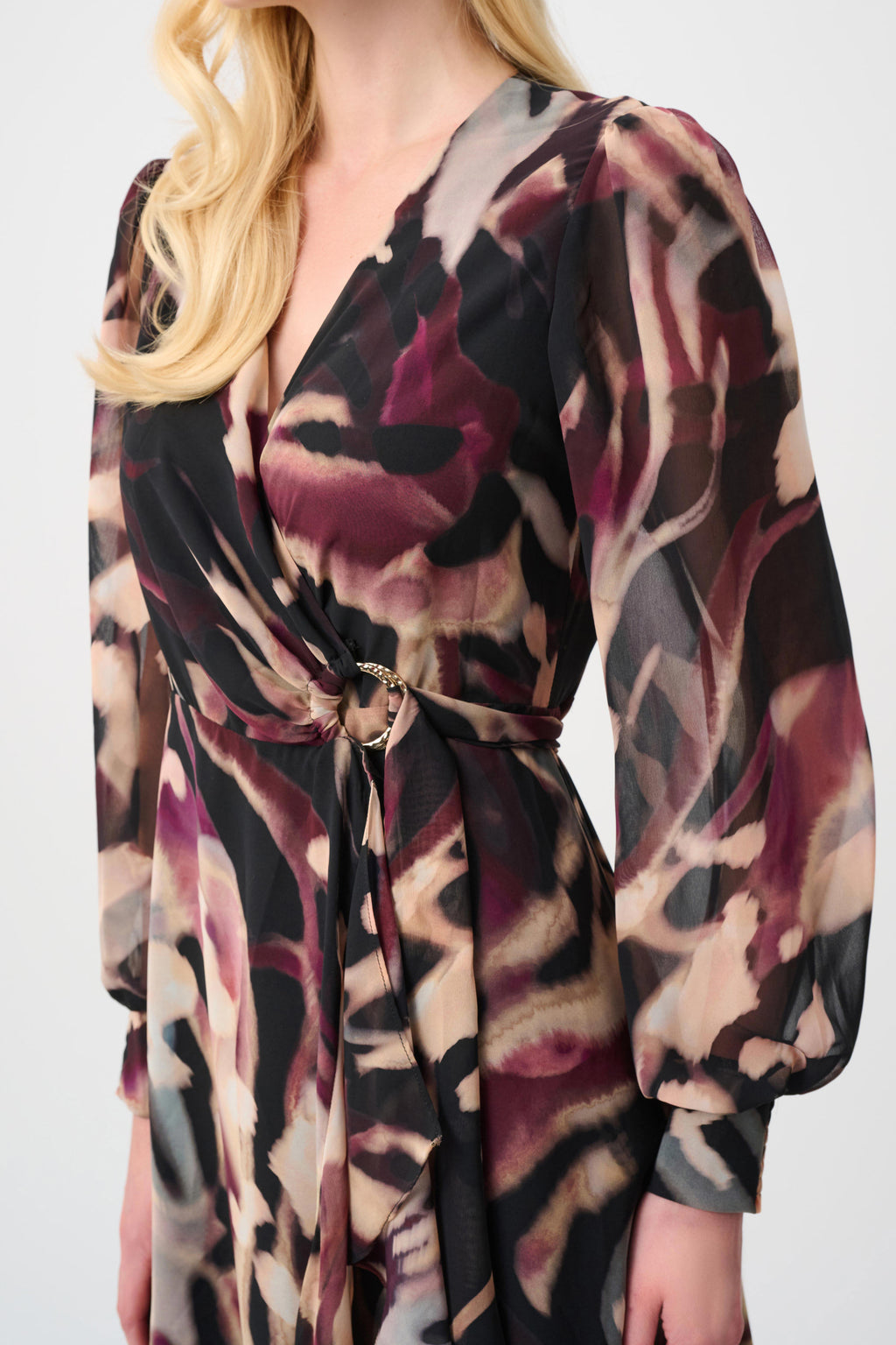 Chiffon Printed Fit and Flare Wrap Dress
