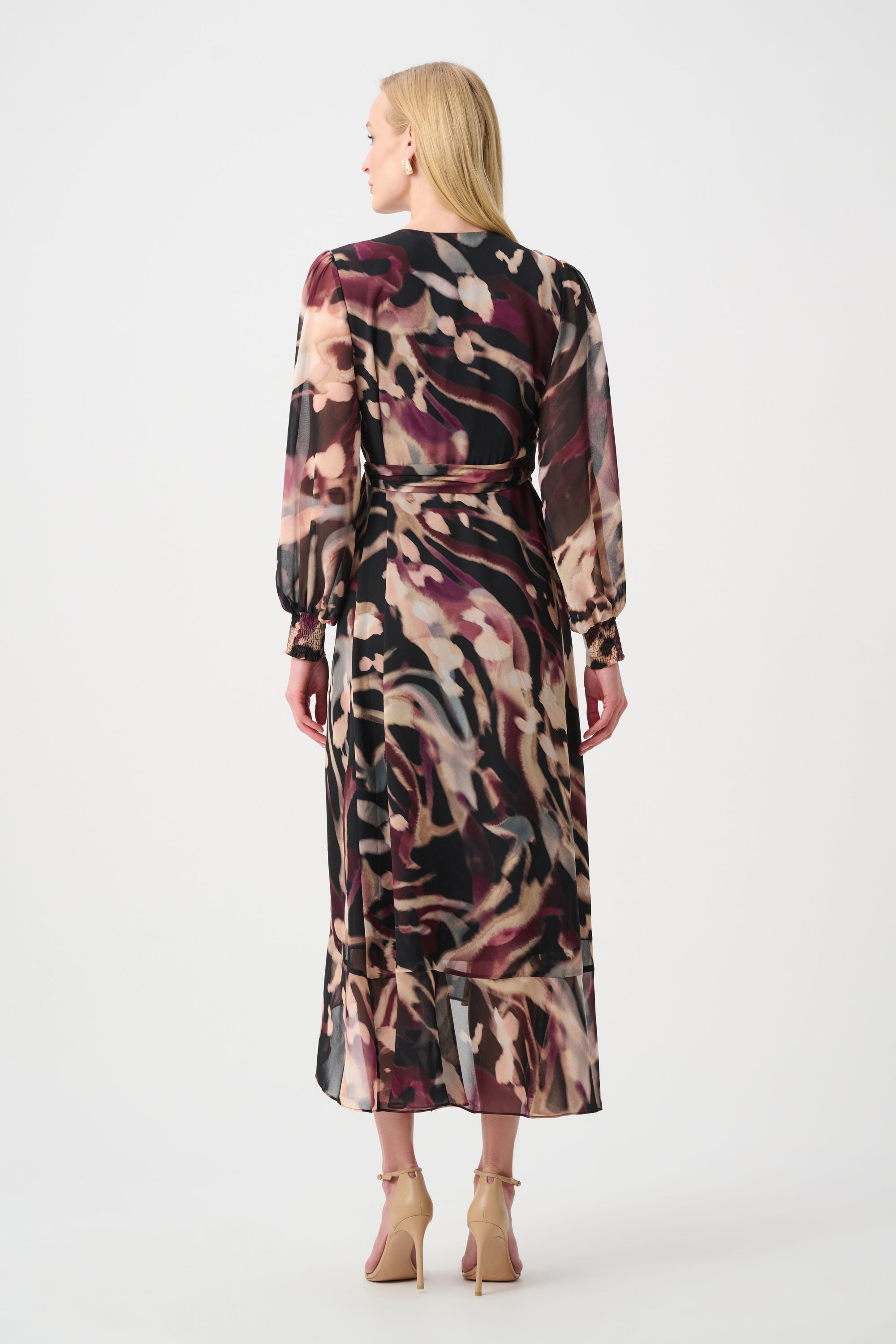 Chiffon Printed Fit and Flare Wrap Dress