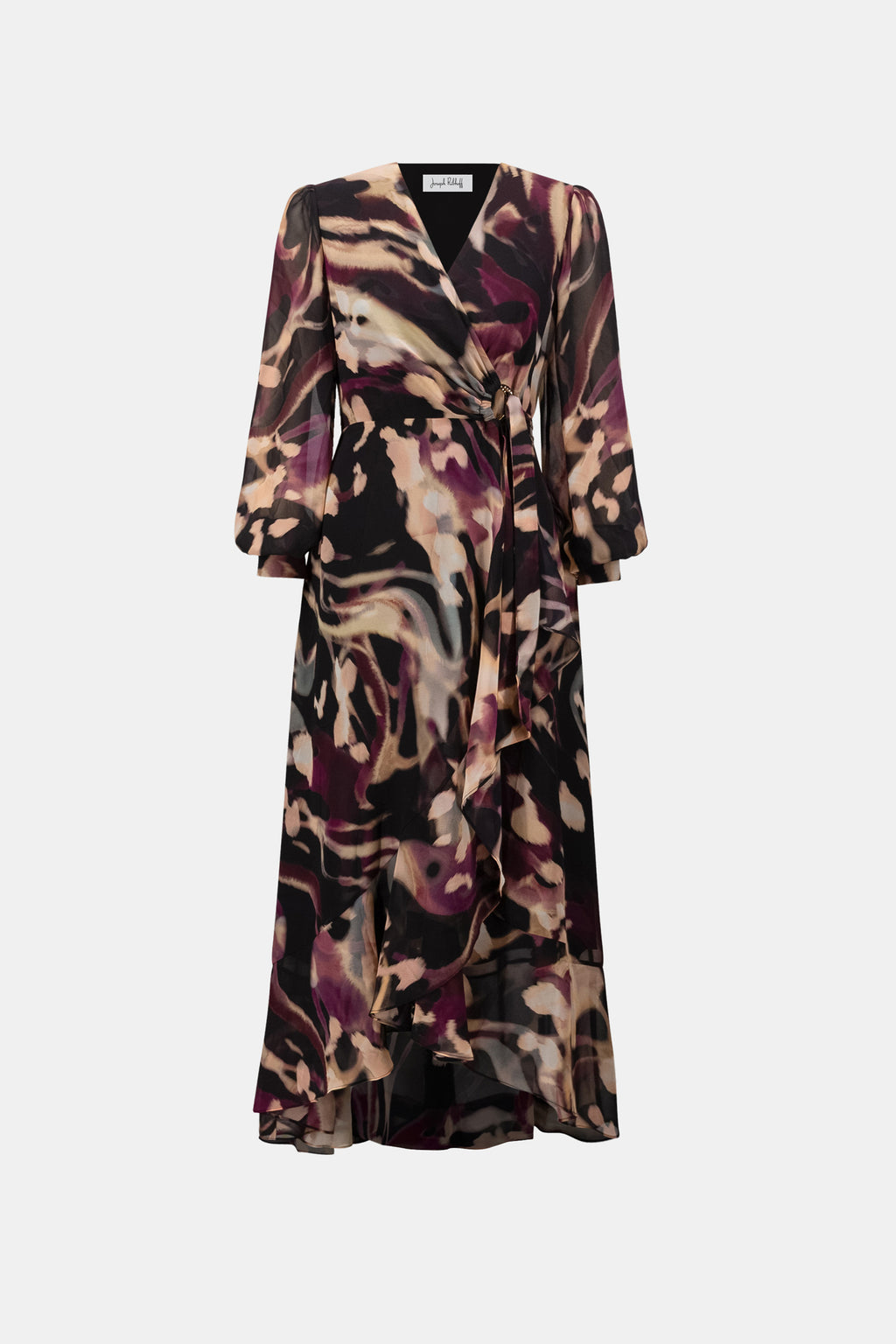 Chiffon Printed Fit and Flare Wrap Dress