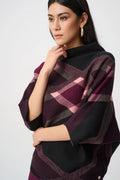 Brushed Viscose & Nylon Plaid Funnel-Neck Sweater