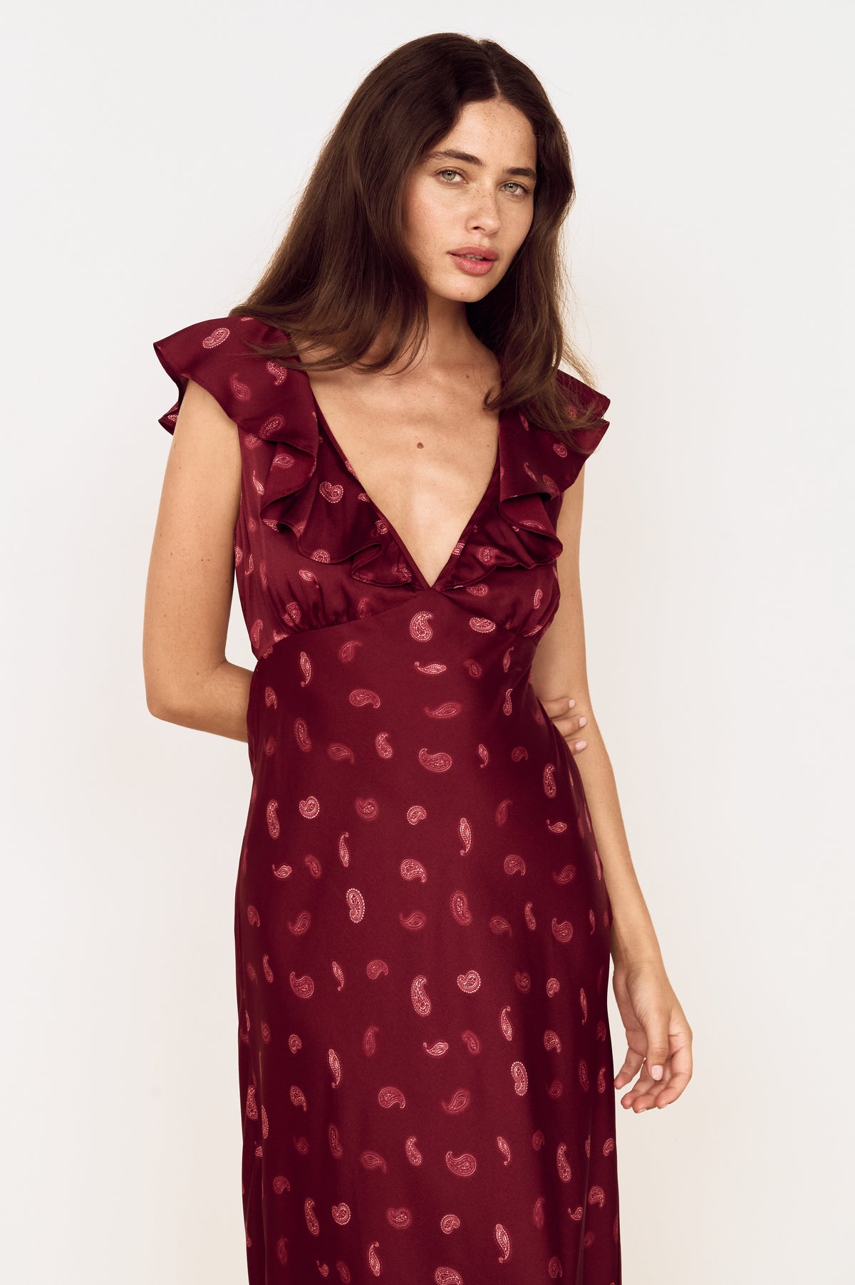ARIES RUFFLED MIDI DRESS