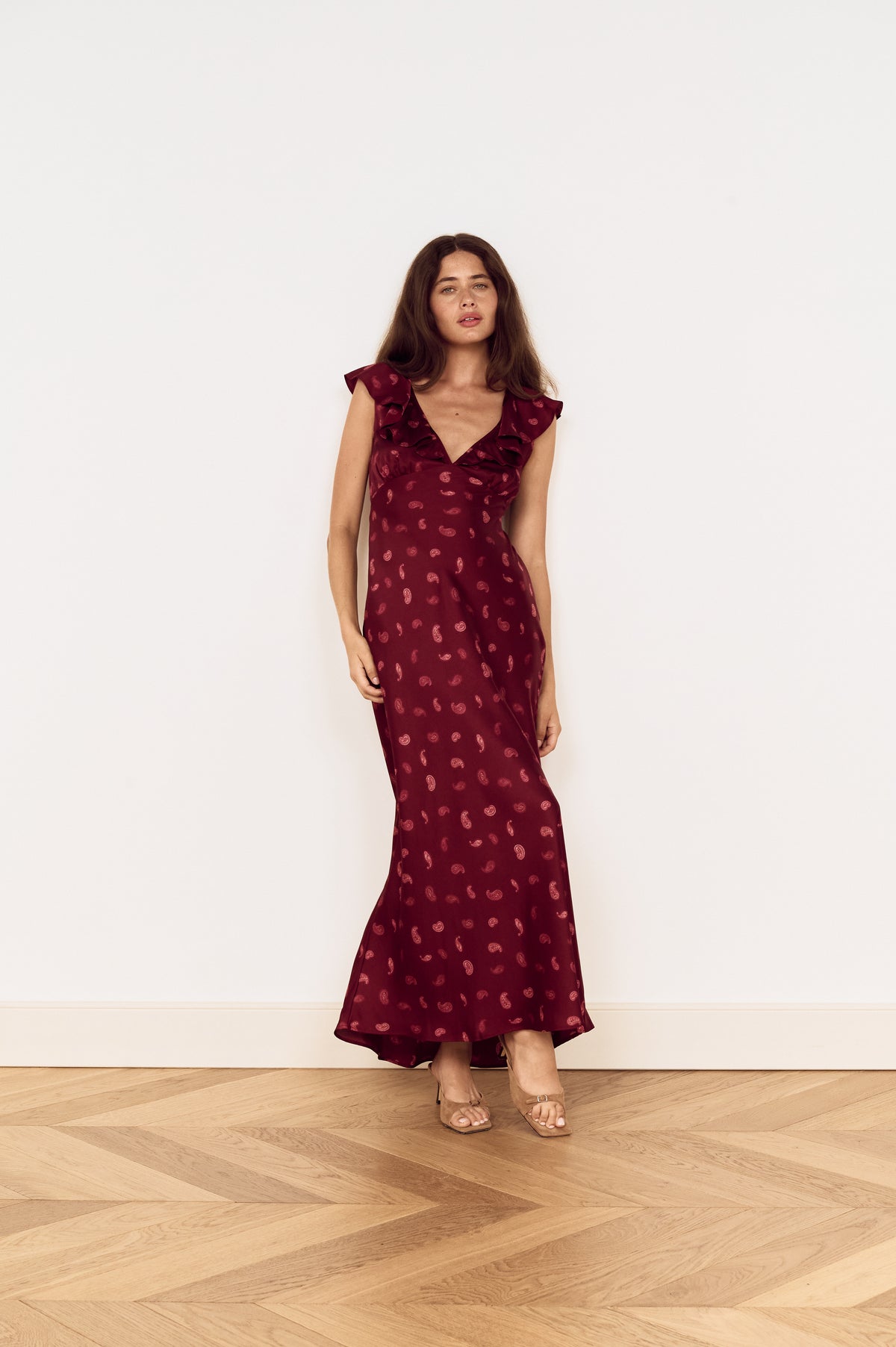 ARIES RUFFLED MIDI DRESS