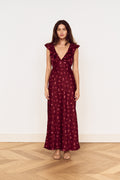 ARIES RUFFLED MIDI DRESS