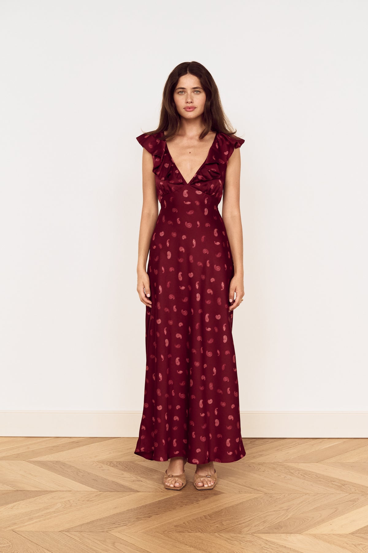 ARIES RUFFLED MIDI DRESS