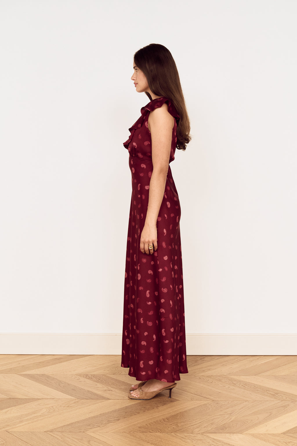 ARIES RUFFLED MIDI DRESS