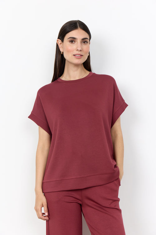 Banu Soft Rolled Sleeve Crewneck Top