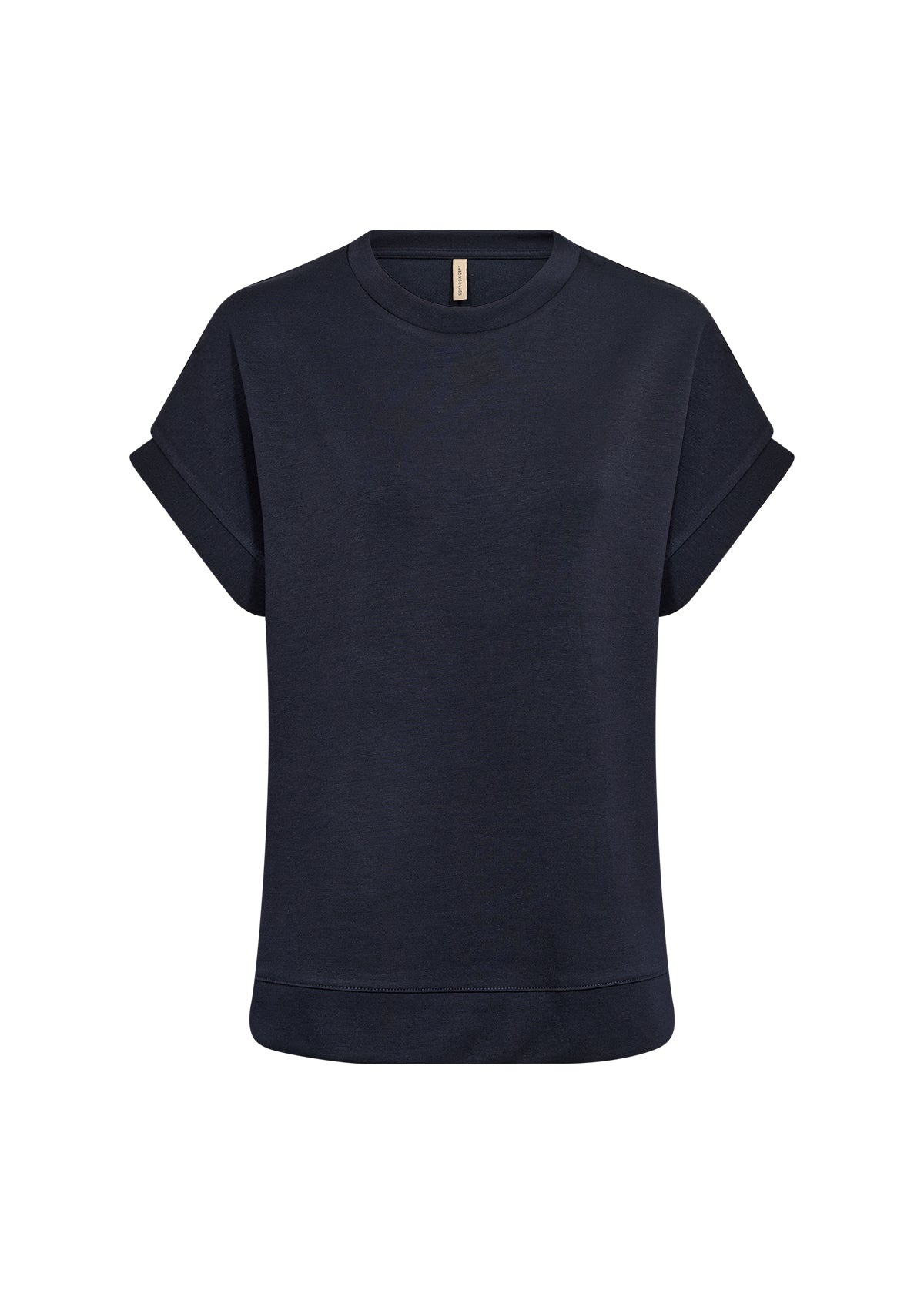 Banu Soft Rolled Sleeve Crewneck Top
