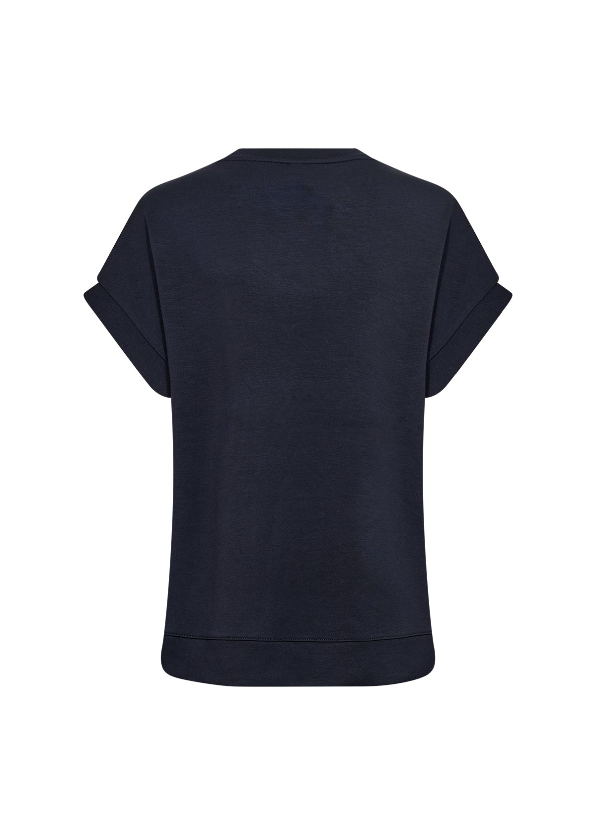 Banu Soft Rolled Sleeve Crewneck Top