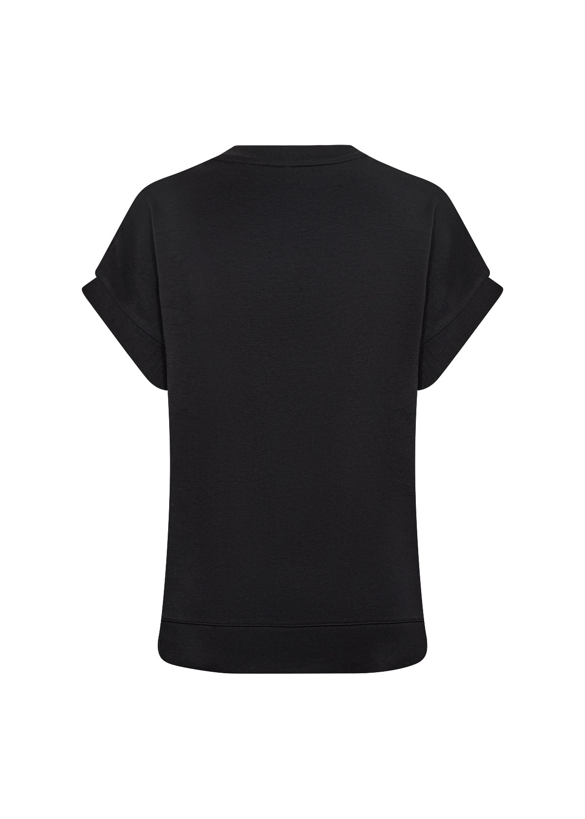 Banu Soft Rolled Sleeve Crewneck Top