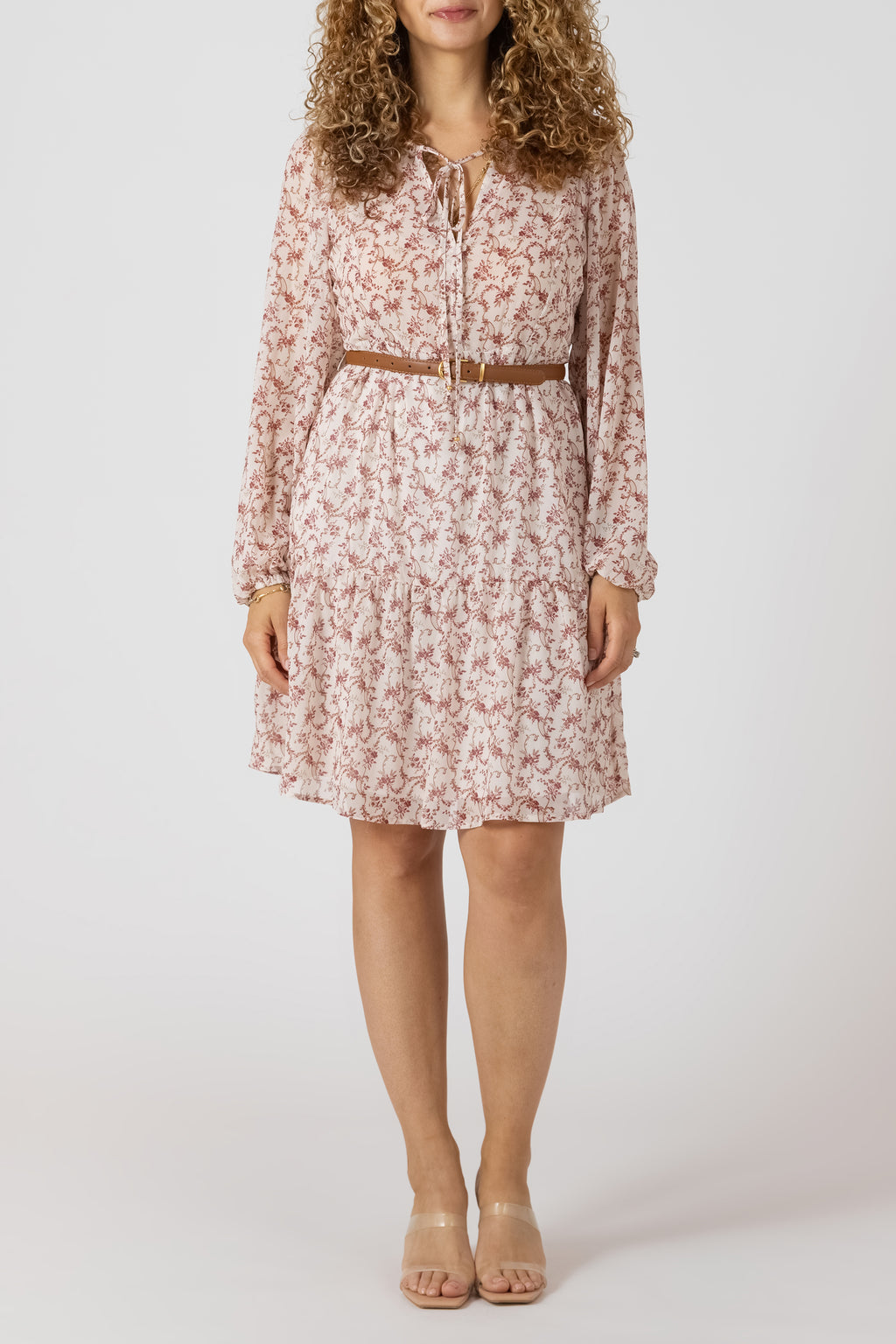 Tiered Belted Mini Dress