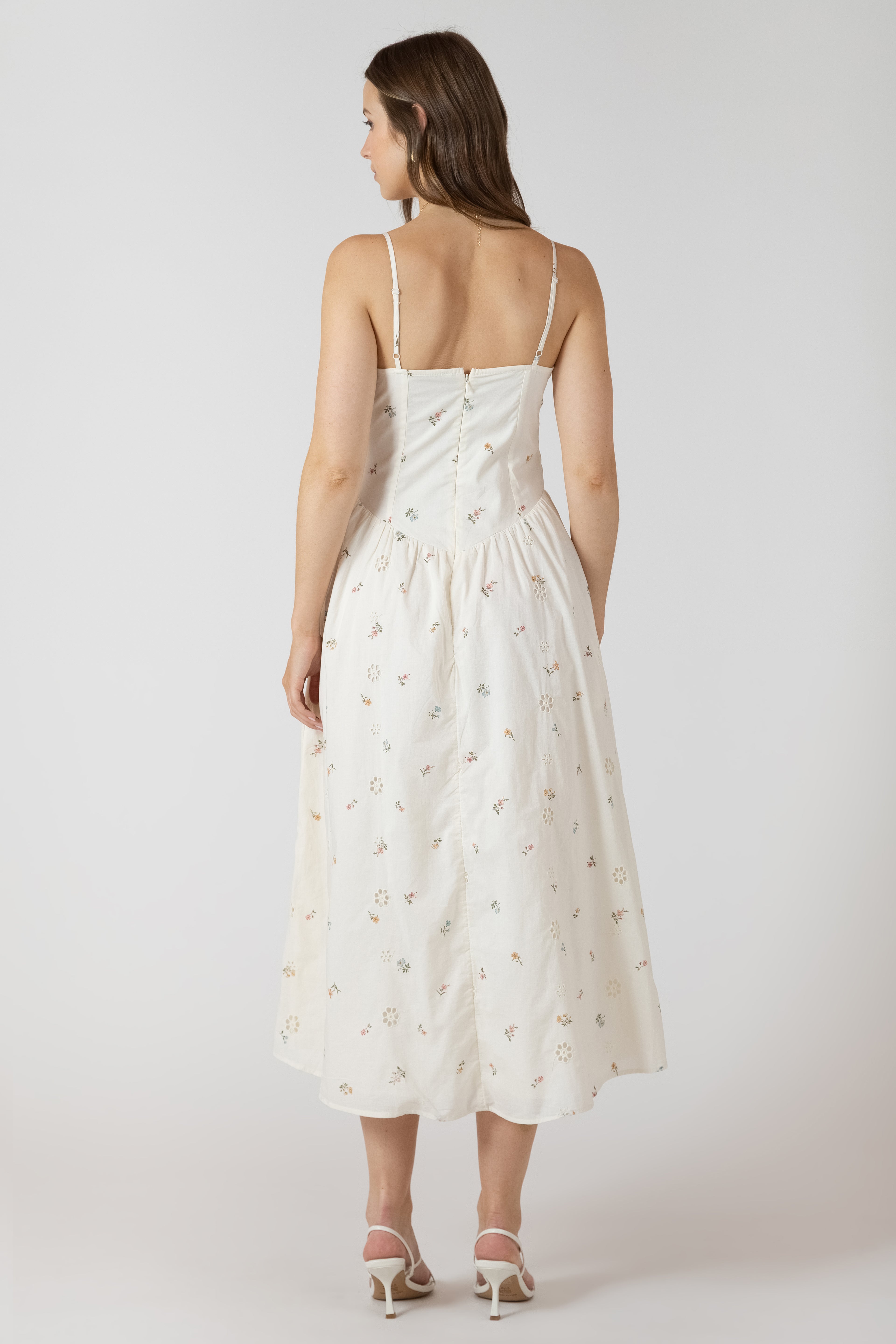 Smocked Detail Floral Midi Dress