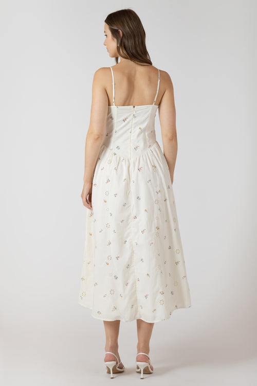 Smocked Detail Floral Midi Dress