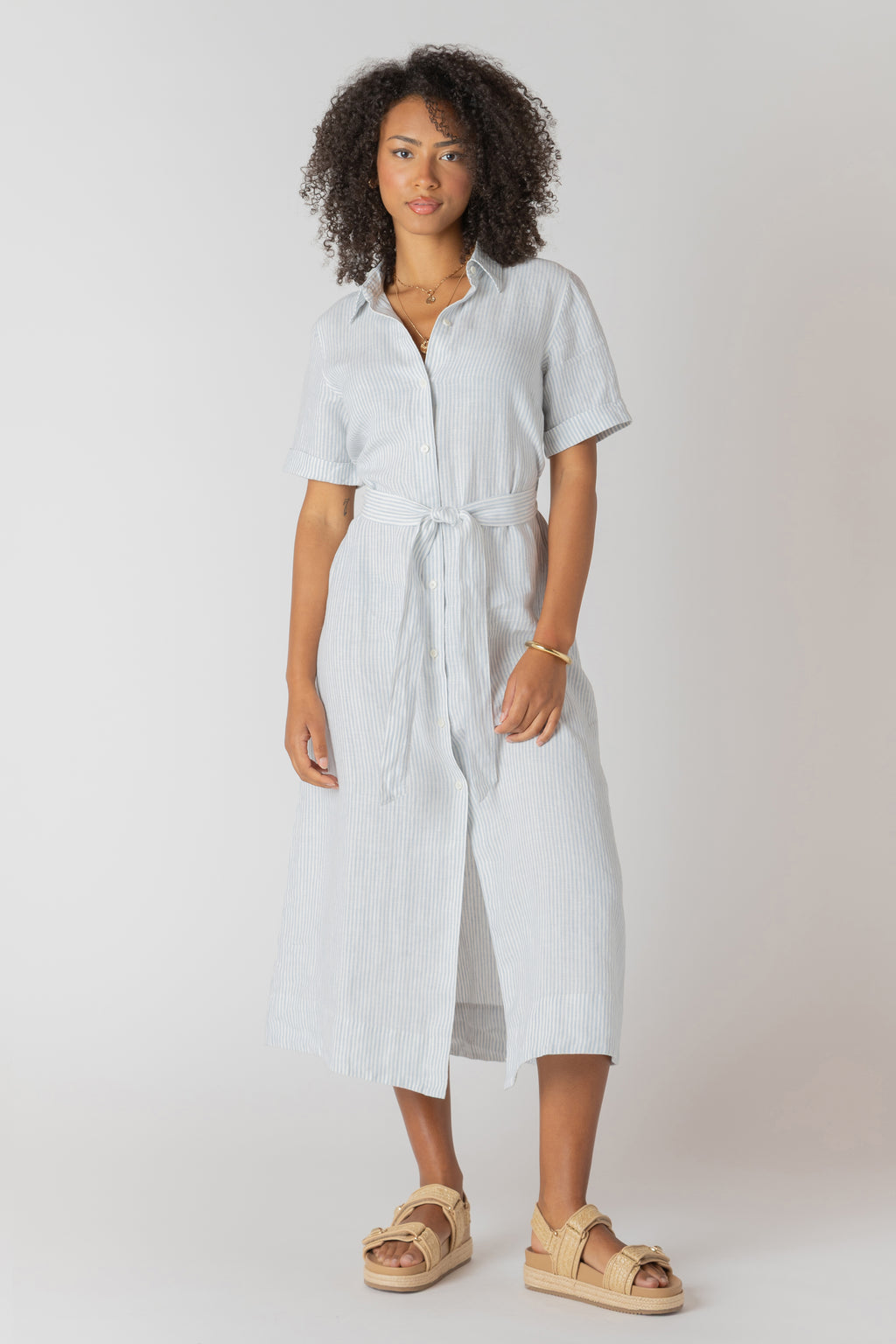 Belted Midi Shirt Dress